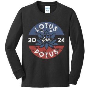 Lotus For Potus Kamala Harris 2024 Presidential Campaign Gift Kids Long Sleeve Shirt