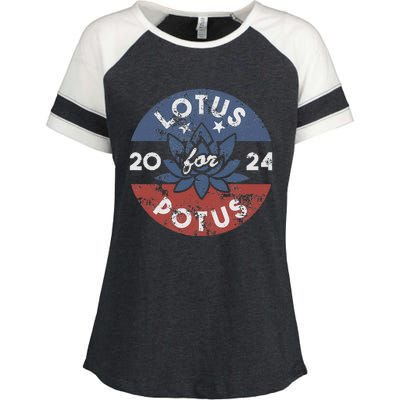 Lotus For Potus Kamala Harris 2024 Presidential Campaign Gift Enza Ladies Jersey Colorblock Tee