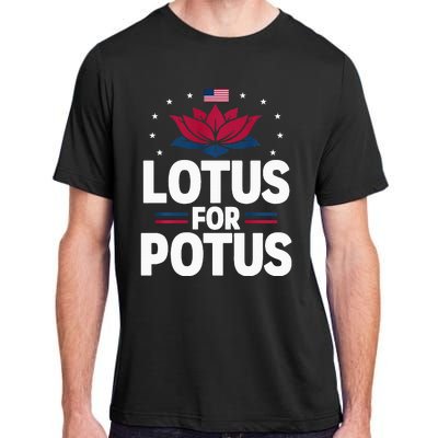 Lotus For Potus Cute Flower American Flag Kamala Harris 2024 Adult ChromaSoft Performance T-Shirt