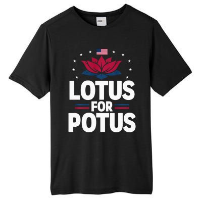 Lotus For Potus Cute Flower American Flag Kamala Harris 2024 Tall Fusion ChromaSoft Performance T-Shirt