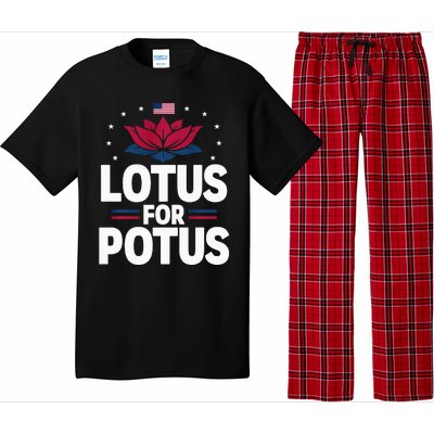 Lotus For Potus Cute Flower American Flag Kamala Harris 2024 Pajama Set