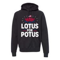 Lotus For Potus Cute Flower American Flag Kamala Harris 2024 Premium Hoodie