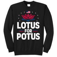 Lotus For Potus Cute Flower American Flag Kamala Harris 2024 Tall Sweatshirt