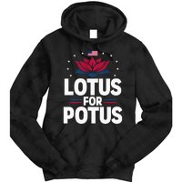 Lotus For Potus Cute Flower American Flag Kamala Harris 2024 Tie Dye Hoodie