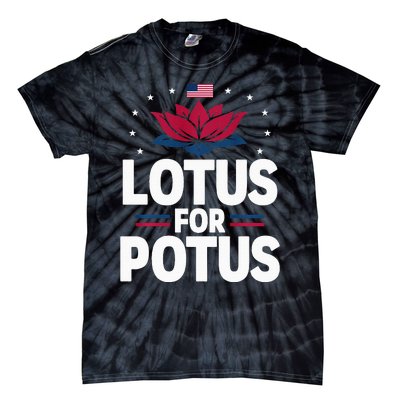 Lotus For Potus Cute Flower American Flag Kamala Harris 2024 Tie-Dye T-Shirt