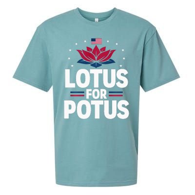 Lotus For Potus Cute Flower American Flag Kamala Harris 2024 Sueded Cloud Jersey T-Shirt