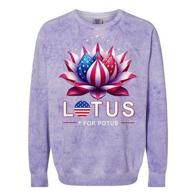 Lotus For Potus Kamala Harris 2024 President Trend Election Colorblast Crewneck Sweatshirt