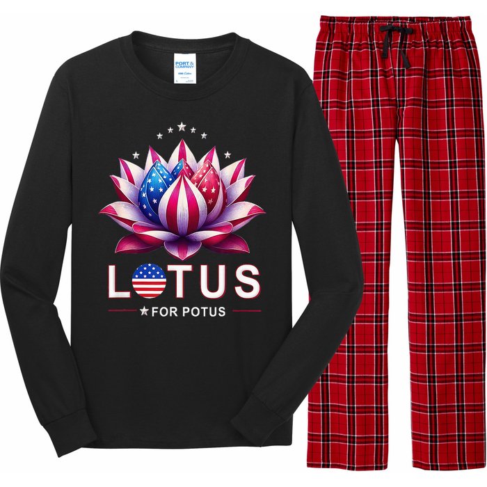 Lotus For Potus Kamala Harris 2024 President Trend Election Long Sleeve Pajama Set