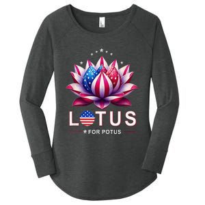 Lotus For Potus Kamala Harris 2024 President Trend Election Women's Perfect Tri Tunic Long Sleeve Shirt