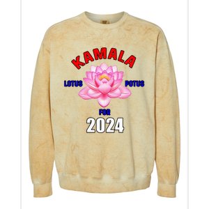 Lotus For Potus Kamala Harris President Campaign 2024 Colorblast Crewneck Sweatshirt