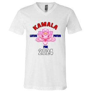 Lotus For Potus Kamala Harris President Campaign 2024 V-Neck T-Shirt