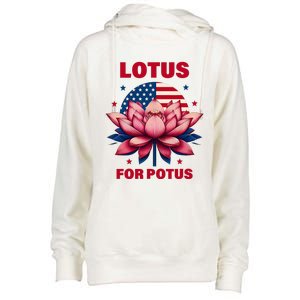 Lotus For Potus Kamala Harris 2024 President Political Trend Womens Funnel Neck Pullover Hood