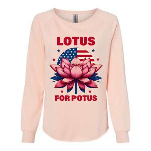 Lotus For Potus Kamala Harris 2024 President Political Trend Womens California Wash Sweatshirt