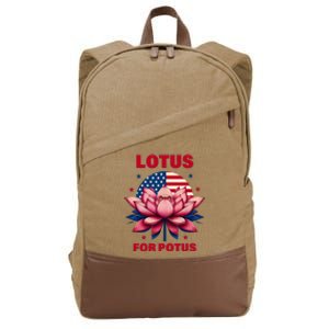 Lotus For Potus Kamala Harris 2024 President Political Trend Cotton Canvas Backpack