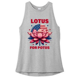 Lotus For Potus Kamala Harris 2024 President Political Trend Ladies PosiCharge Tri-Blend Wicking Tank