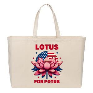 Lotus For Potus Kamala Harris 2024 President Political Trend Cotton Canvas Jumbo Tote