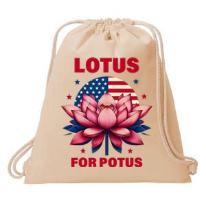 Lotus For Potus Kamala Harris 2024 President Political Trend Drawstring Bag