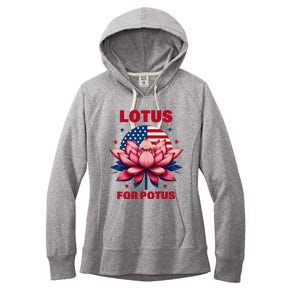 Lotus For Potus Kamala Harris 2024 President Political Trend Women's Fleece Hoodie