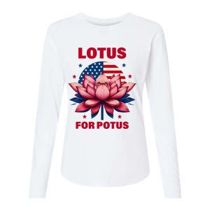 Lotus For Potus Kamala Harris 2024 President Political Trend Womens Cotton Relaxed Long Sleeve T-Shirt