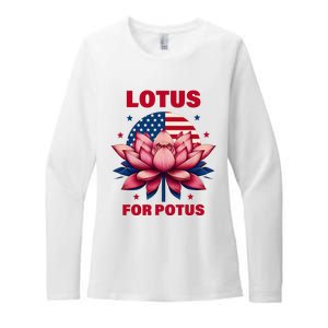 Lotus For Potus Kamala Harris 2024 President Political Trend Womens CVC Long Sleeve Shirt