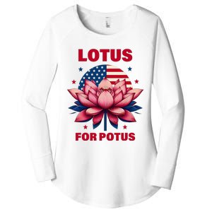 Lotus For Potus Kamala Harris 2024 President Political Trend Women's Perfect Tri Tunic Long Sleeve Shirt