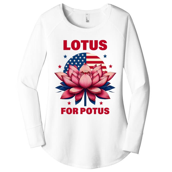 Lotus For Potus Kamala Harris 2024 President Political Trend Women's Perfect Tri Tunic Long Sleeve Shirt