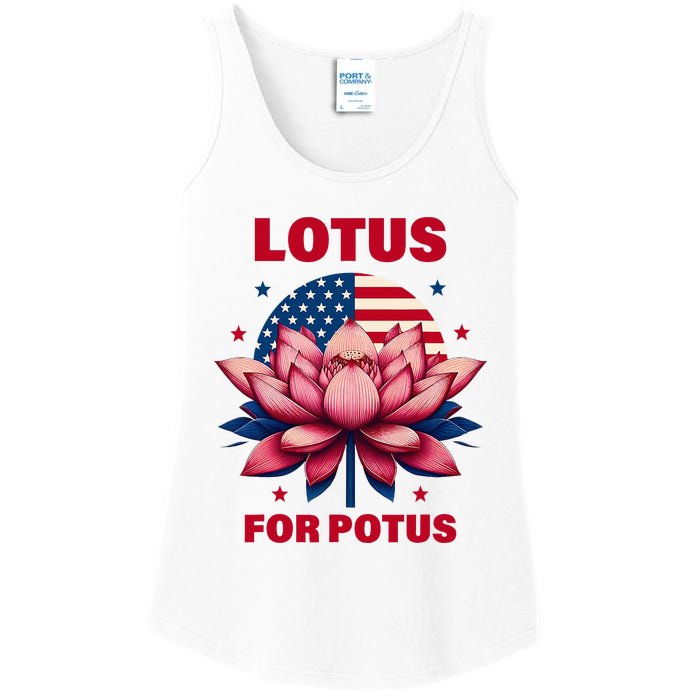 Lotus For Potus Kamala Harris 2024 President Political Trend Ladies Essential Tank