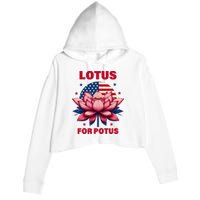 Lotus For Potus Kamala Harris 2024 President Political Trend Crop Fleece Hoodie