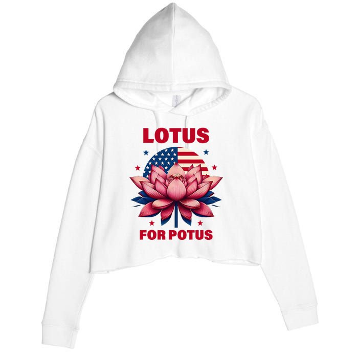 Lotus For Potus Kamala Harris 2024 President Political Trend Crop Fleece Hoodie