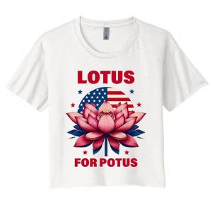 Lotus For Potus Kamala Harris 2024 President Political Trend Women's Crop Top Tee