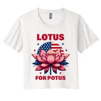 Lotus For Potus Kamala Harris 2024 President Political Trend Women's Crop Top Tee