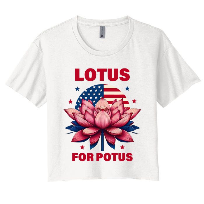 Lotus For Potus Kamala Harris 2024 President Political Trend Women's Crop Top Tee