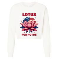 Lotus For Potus Kamala Harris 2024 President Political Trend Cropped Pullover Crew