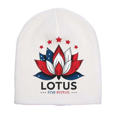 Lotus For Potus Kamala Harris 2024 Short Acrylic Beanie