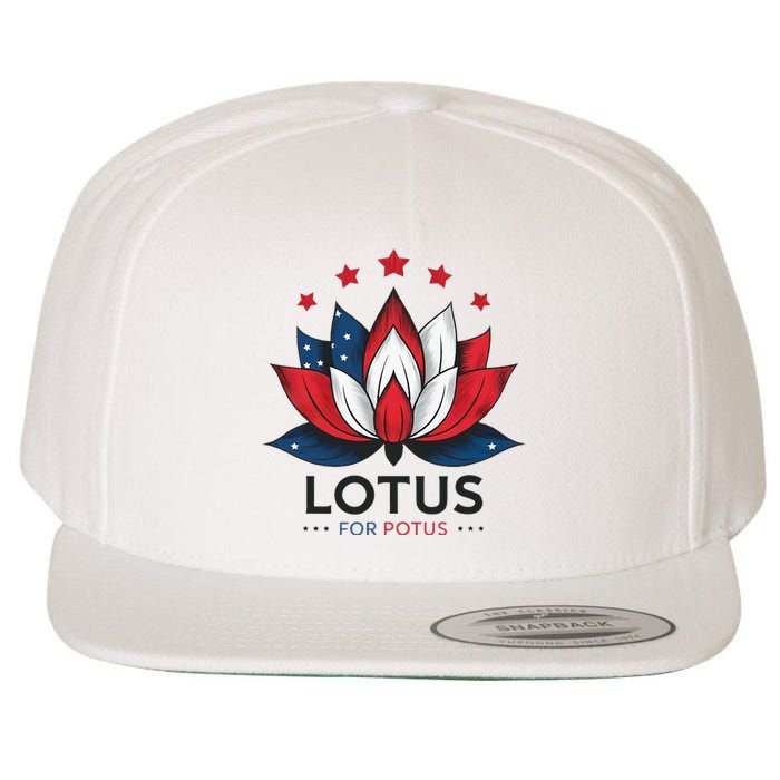 Lotus For Potus Kamala Harris 2024 Wool Snapback Cap