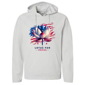 Lotus For Potus Kamala Harris President 2024 Democrats Performance Fleece Hoodie