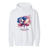 Lotus For Potus Kamala Harris President 2024 Democrats Garment-Dyed Fleece Hoodie