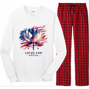 Lotus For Potus Kamala Harris President 2024 Democrats Long Sleeve Pajama Set