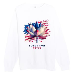 Lotus For Potus Kamala Harris President 2024 Democrats Premium Crewneck Sweatshirt