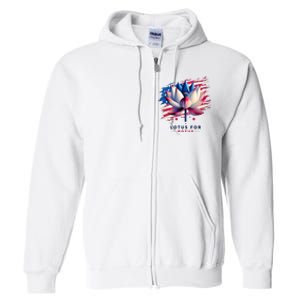 Lotus For Potus Kamala Harris President 2024 Democrats Full Zip Hoodie