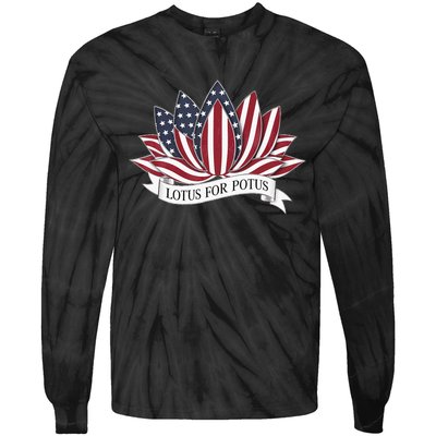 Lotus For Potus Kamala Harris 2024 President Tie-Dye Long Sleeve Shirt