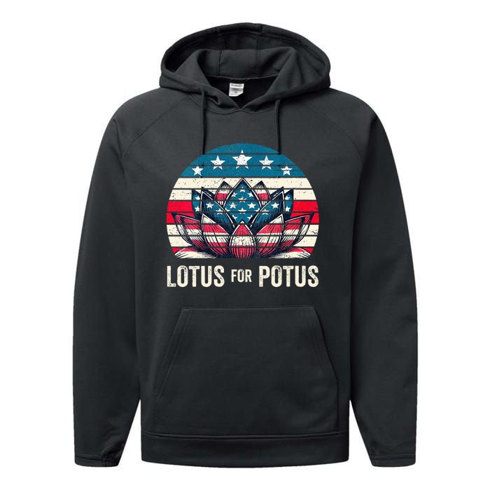 Lotus For Potus Kamala Harris For President 2024 Performance Fleece Hoodie