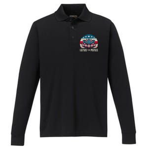 Lotus For Potus Kamala Harris For President 2024 Performance Long Sleeve Polo