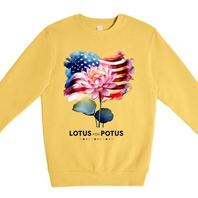 Lotus For Potus Kamala Harris 2024 President Election Vote Premium Crewneck Sweatshirt