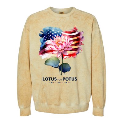 Lotus For Potus Kamala Harris 2024 President Election Vote Colorblast Crewneck Sweatshirt