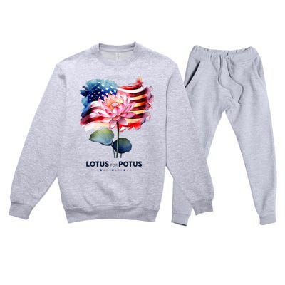 Lotus For Potus Kamala Harris 2024 President Election Vote Premium Crewneck Sweatsuit Set