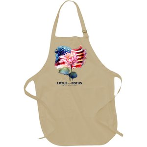 Lotus For Potus Kamala Harris 2024 President Election Vote Full-Length Apron With Pockets