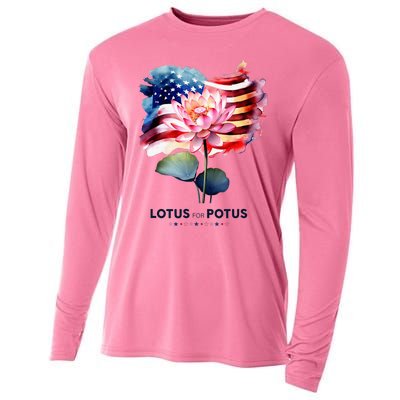 Lotus For Potus Kamala Harris 2024 President Election Vote Cooling Performance Long Sleeve Crew