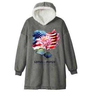 Lotus For Potus Kamala Harris 2024 President Election Vote Hooded Wearable Blanket