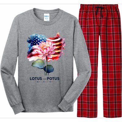 Lotus For Potus Kamala Harris 2024 President Election Vote Long Sleeve Pajama Set